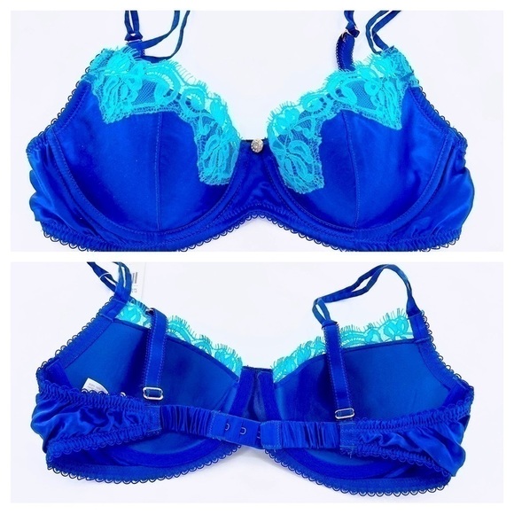 Badgley Mischka EB10240 Silk Contour Bra Royal Blue size 34B NWT - Picture 1 of 9